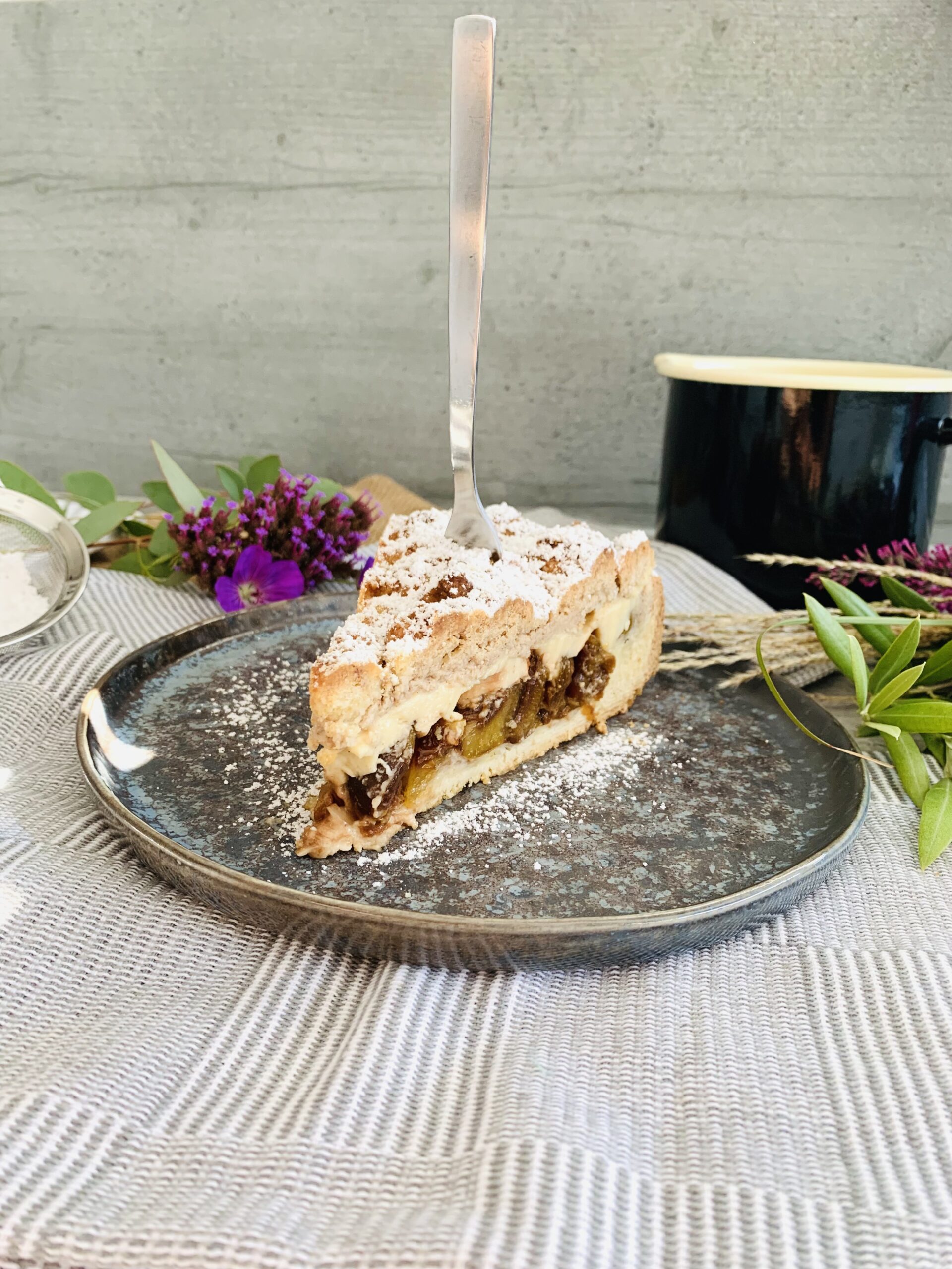 Mirabellenkuchen mit Pudding ohne Zucker