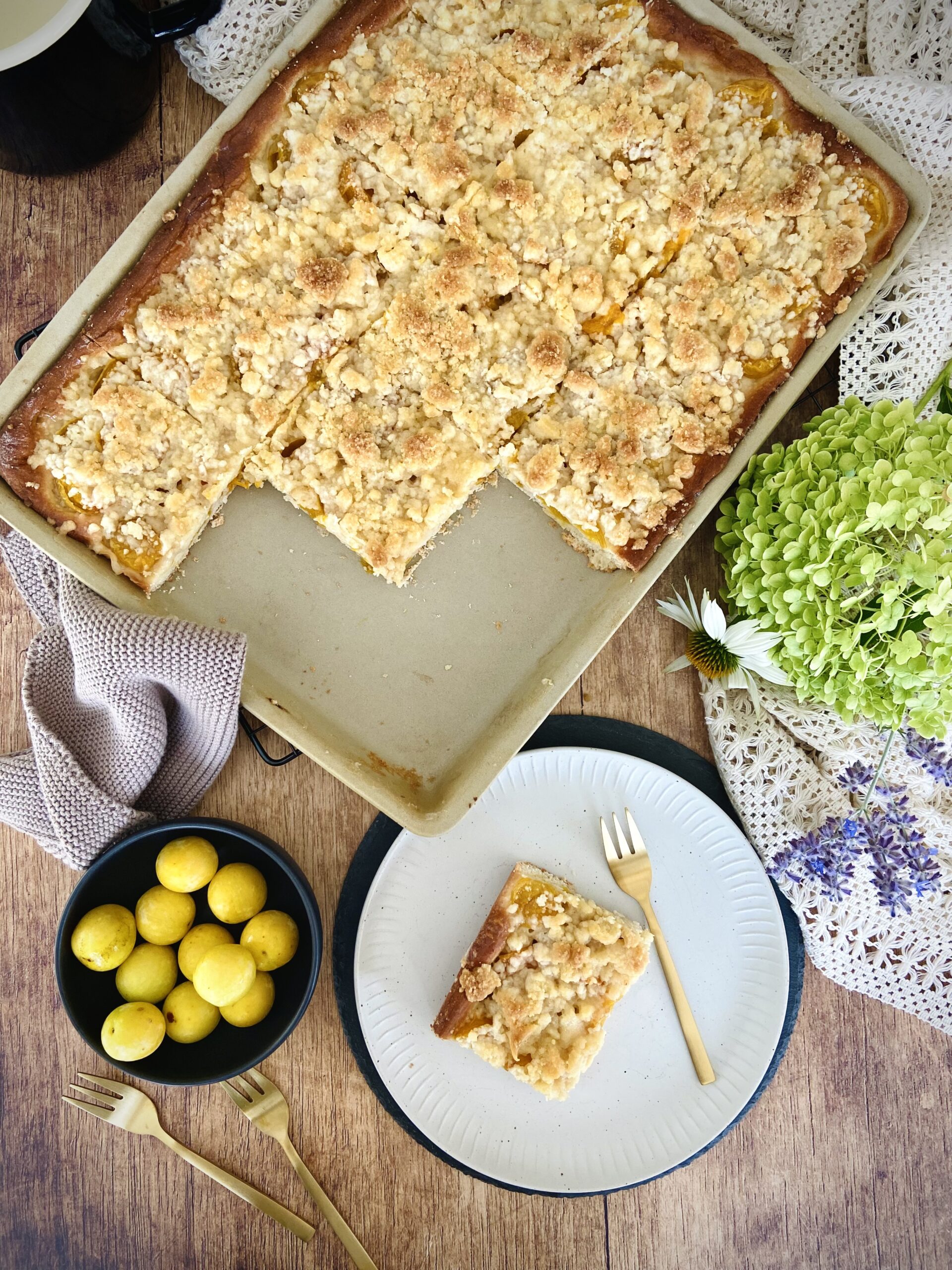 Mirabellenkuchen vom Blech ohne Zucker